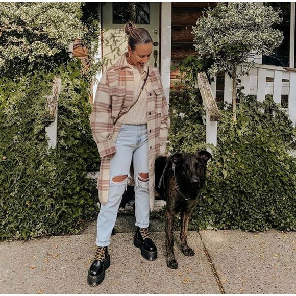 Shacket Jacket Coat Wool Blend NWT Check - Picture 14 of 15